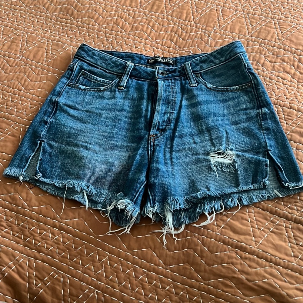 Abercrombie and fitch dark denim shorts